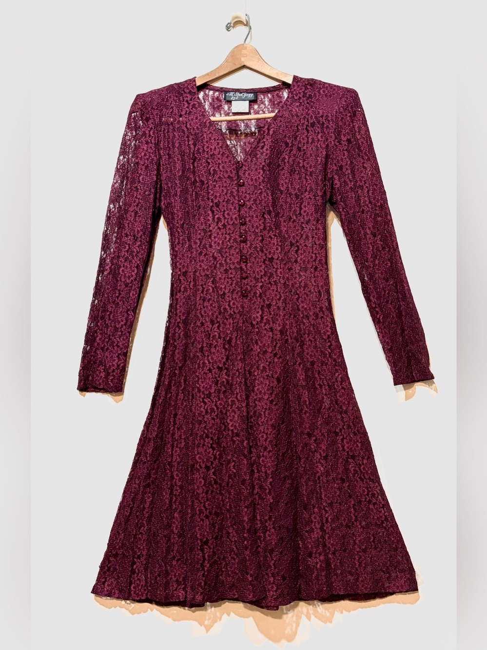 Vintage- All that Jazz- Burgundy Lace • Long Sleeve A-Line Dress and Corset tie